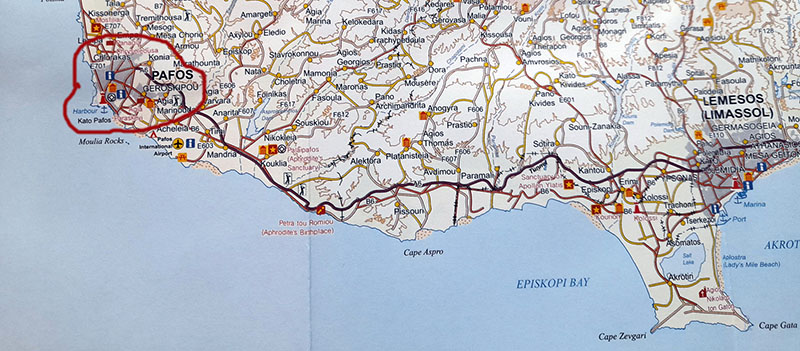 Paphos lieft im Südwesten Zyperns